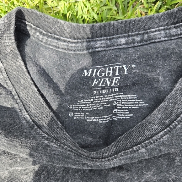 Mighty Fine Black Short Sleeve Tee with Acid Wash Effect Size XL - Picture 3 of 3